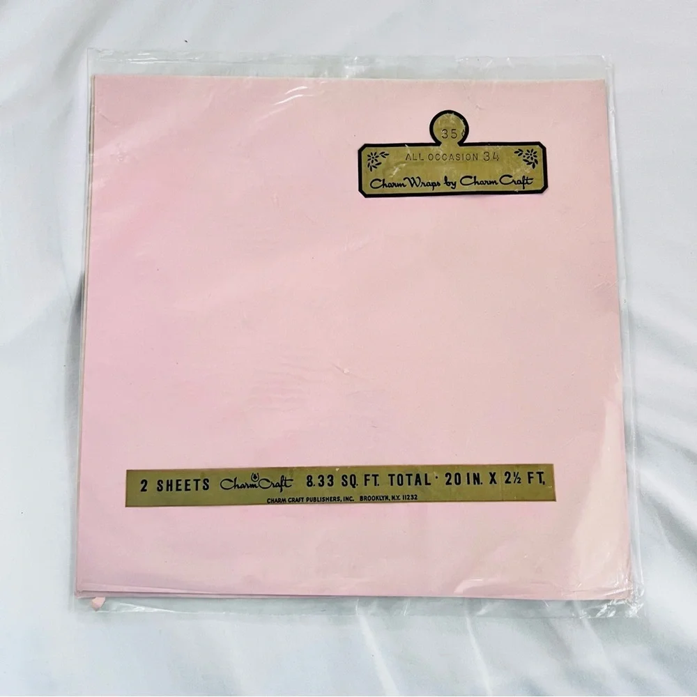Vintage New Old Stock Charm Wraps by Charm Craft Sealed Pink Gift Wrap Sheets
